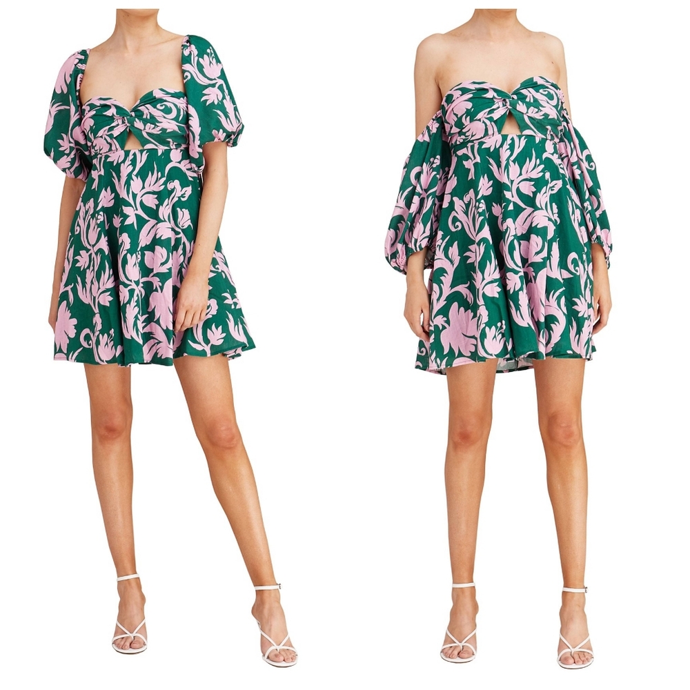 Keepsake The Label Wistful Off Shoulder Puff Sleeve Floral Mini Dress